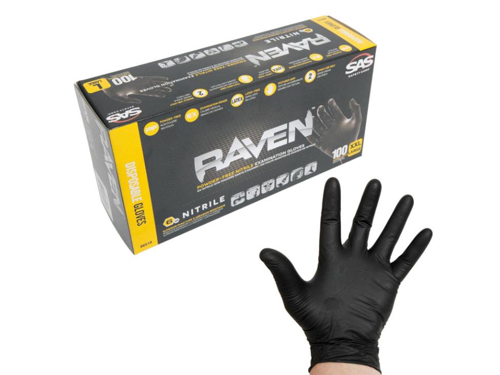 Home 10 BoxesCase SAS Safety 66517 Raven PowderFree Disposable Black